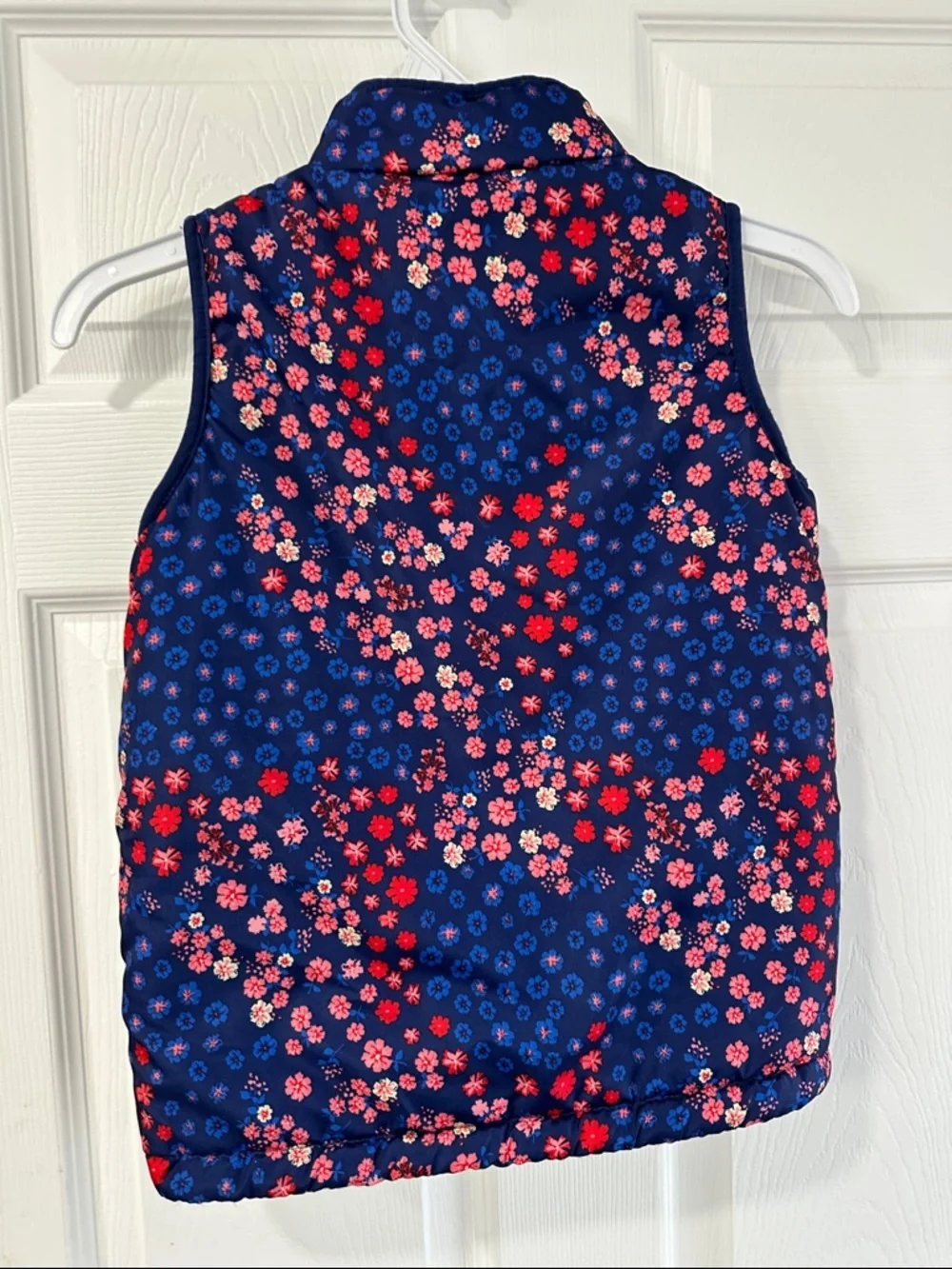 Buffalo David Bitton Navy Floral Puffer Vest with Pink & Red Flowers